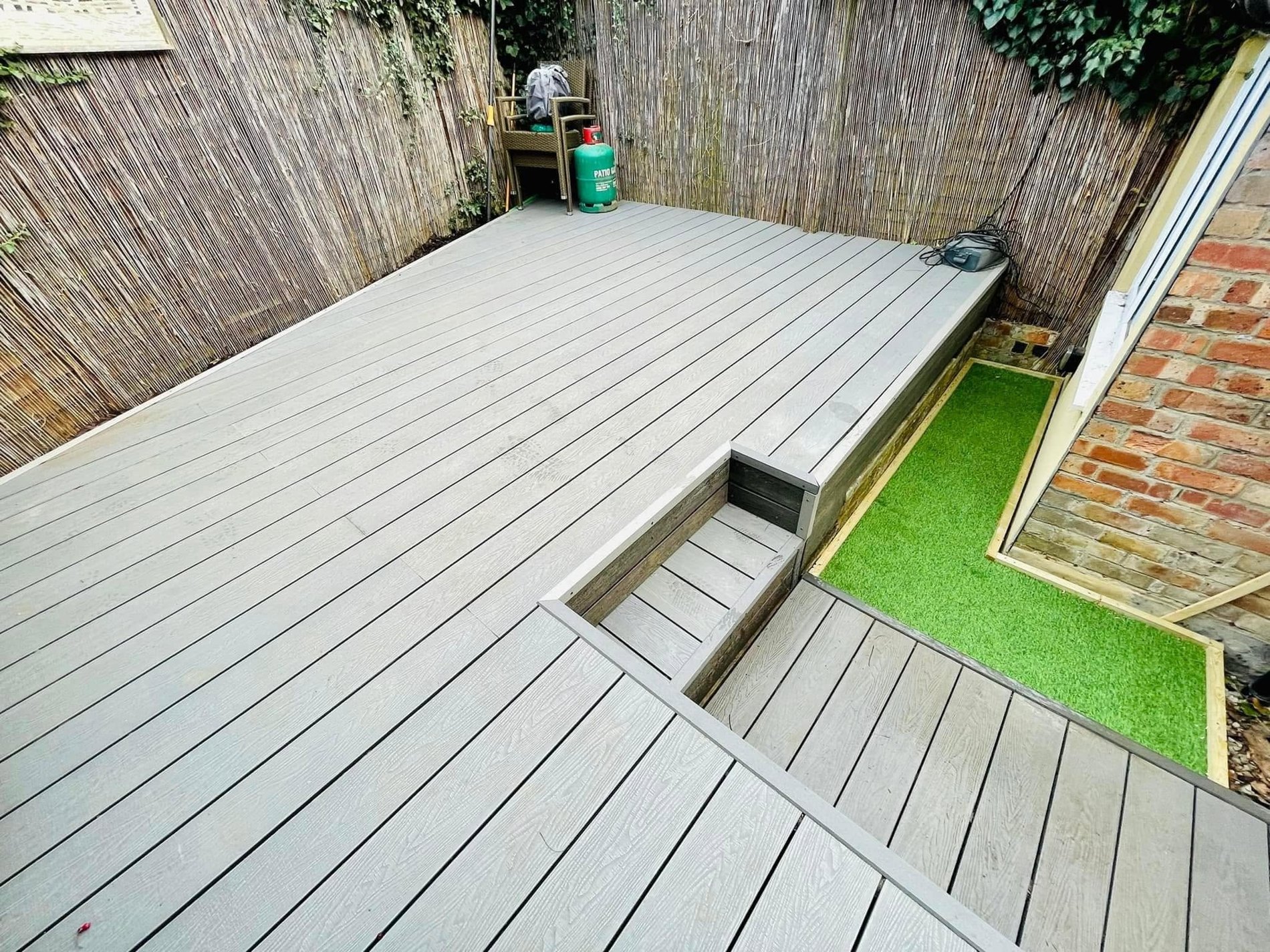 Light composite deck and garden steps
